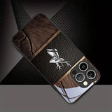 Curved Deer Head Pattern Tempered Glass Black  Case For iPhone