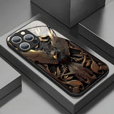Luxury Eagle Pattern Tempered Glass Case For iPhone