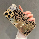 Leopard Butterfly Sphere Print Tempered Glass Case For iPhone