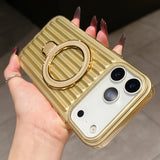 Magnetic Luggage Corrugated Stripe Bracket Case for IPhone