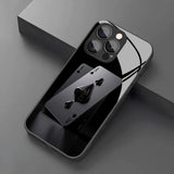 Stylish Poker Pattern Tempered Glass Black Phone Case For iPhone