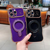 Plating Love Heart Magnetic  Phone Case For iPhone