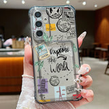 Travel World Print  Card Slot Pocket TPU Case For Samsung Galaxy