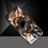 Black Golden For Apple Pattern Glass Material Phone Case For iPhone