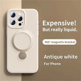 Invisible Stand Holder Magnetic Liquid Silicone Case for iPhone