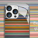 Colorful Stripes Pattern Tempered Glass Case For iPhone