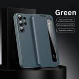 Smart Leather Window View Touch Display Flip Shell Case for Samsung