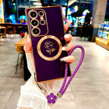 Plating TPU Rose Magnetic Case For Samsung Galaxy