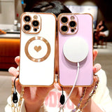 Plating TPU Magnetic Case For iPhone  &Wrist Lanyard