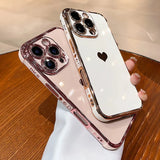 Plating Heart Laser Aurora Matte Case For iPhone