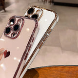 Plating Heart Laser Aurora Matte Case For iPhone