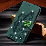 Glitter Leather Flip Wallet Butterfly Bling Book Card Case For iPhone
