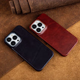 Oil Wax Luxury Genuine Leather Case For iphone