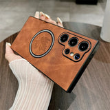 Faux Leather Maple Leaf For Magnetic Case For Samsung S26