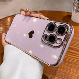 Plating Heart Laser Aurora Matte Case For iPhone