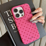 Chic Rose Red Polka Dot Design Lichee Pattern Case For iPhone