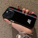 Striped letter M pattern phone case for iPhone