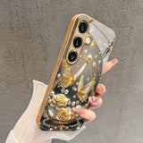 Shockproof Double Butterfly Gold Rose Phone Cover For Samsung