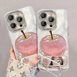 Pink Apple with Stand  Case for iPhone