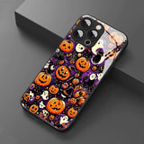 Halloween Themed Pumpkin Pattern Glass Phone Case For iPhone