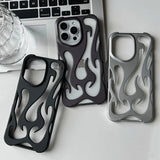 Fashion Matte 3D Hollowed Flame Phone Case For iphone