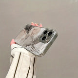 Luxury Marble Texture Pattern Tempered Glass Electroplated Case For iPhone
