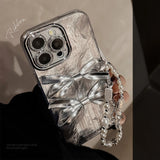 3D Silver Bowknot Phone Case For iPhone