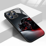 Black Cool Car Pattern Glass Material Phone Case For iPhone