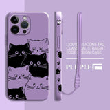 Cute Cartoon Black Cat Silicone Case for iPhone