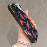 Pink Leopard Print Tempered Glass Phone Case For iPhone