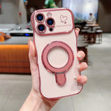 Plating Love Heart Magnetic  Phone Case For iPhone