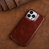 Oil Wax Luxury Genuine Leather Case For iphone