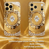 Golden Diamond Plate Pattern Gold Metallic Paint Glass Case For iPhone