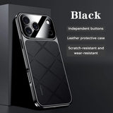 Luxury Frame Leather  Plating Camera Protect Shockproof Case  For iPhone