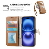 Zipper Leather Wallet Flip Case For for iPhone