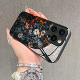 Retro Floral Print Anti-Drop Protective Glass Phone Case For iPhone