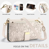 Crossbody Flip Leather Women Girls Wallet Card Holder  Case for IPhone with 2 Lanyads