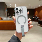 Luxury Wrist Strap Ring Lanyard Magnetic Wireless Charge Clear Case for iPhone