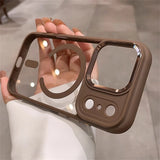 Transparent for Magnetic Acrylic Camera Control Buttons Armor Case For iPhone