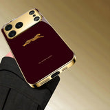 Electroplated Gold Leopard Print Glass Shockproof Phone Case For iPhone