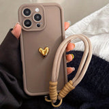 Cute Korean 3D Golden Love Heart Soft Case For iPhone