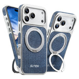 Rotating magnet ring folding stand leather magnetic phone case suitable For iPhone