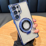 Luxury Magnetic Plating Stand Shockproof Clear Case For Samsung
