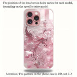 Pink Crystal Phoenix Pattern Metallic Paint Glass Hard Case For iPhone