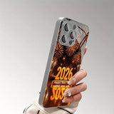 New Year 2026 Pattern Tempered Glass Electroplated Case For iPhone