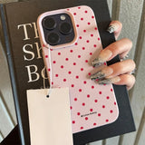 Chic Rose Red Polka Dot Design Lichee Pattern Case For iPhone
