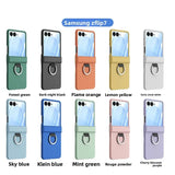 Skin Feel Hard Phone with Ring Hinge Protective Case for Samsung Galaxy Z Flip