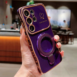Plating Love Heart Magnetic Bracket Holder Case For Samsung