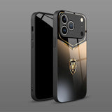 Golden Tiger Head Pattern Tempered Glass Case For iPhone