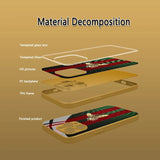 Red Green Striped Golden Bee Gold Metallic Paint Glass Phone Case For iPhone